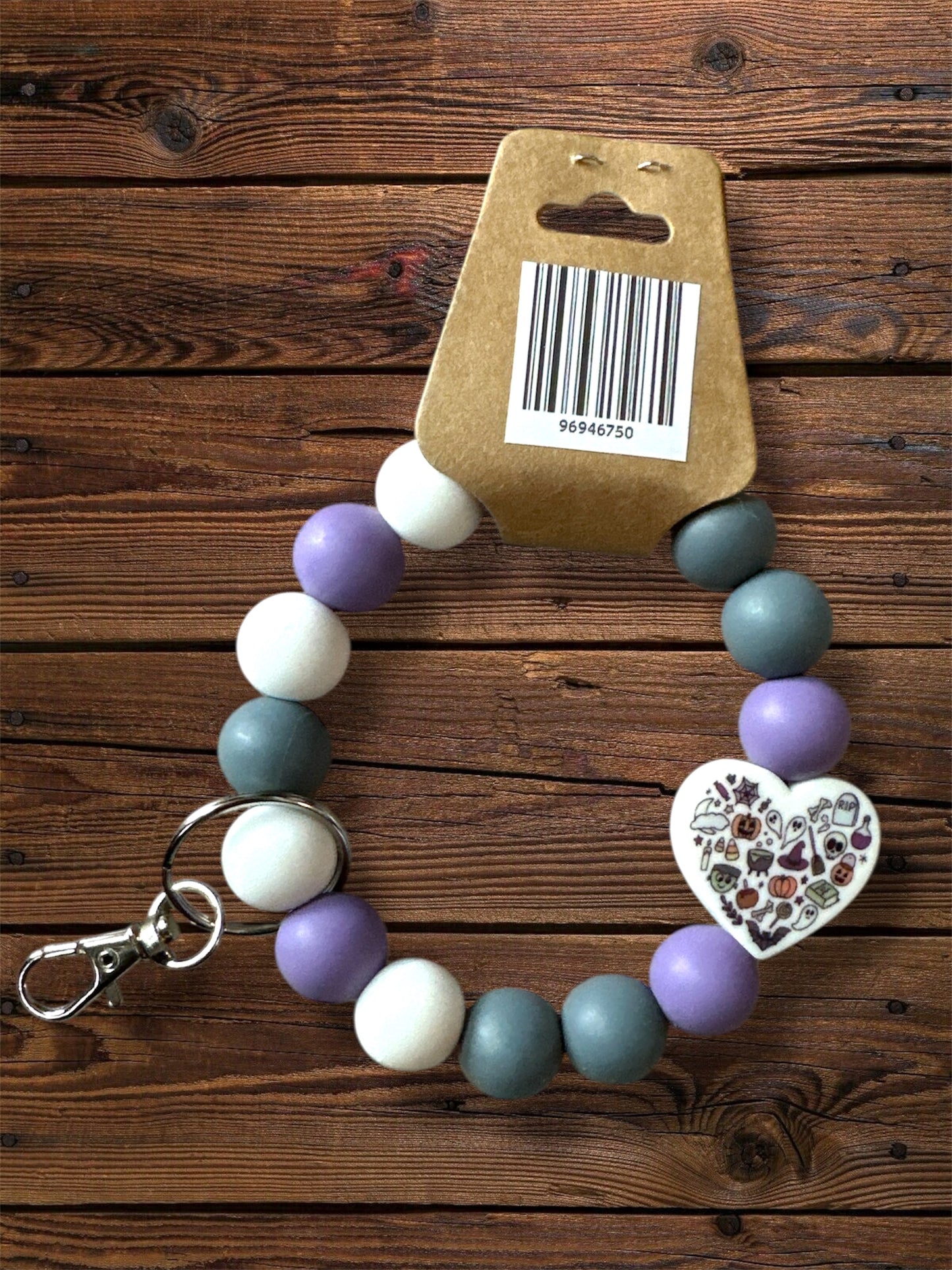 Halloween Silicone Beaded Keychain Stand Alone + Wristlets | Halloween Ghost Fall Silicone Bead Keychain