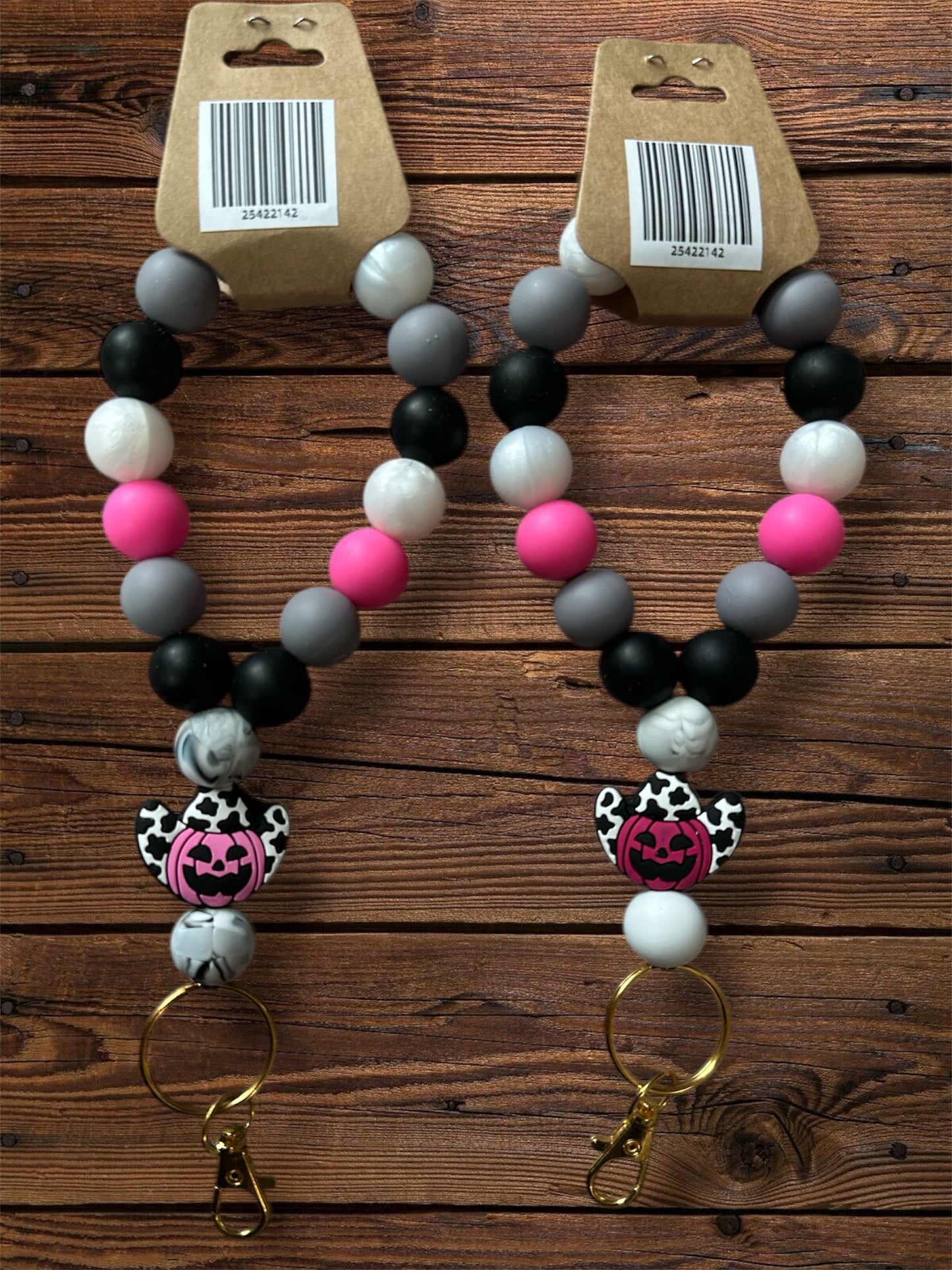 Halloween Silicone Beaded Keychain Stand Alone + Wristlets | Halloween Ghost Fall Silicone Bead Keychain