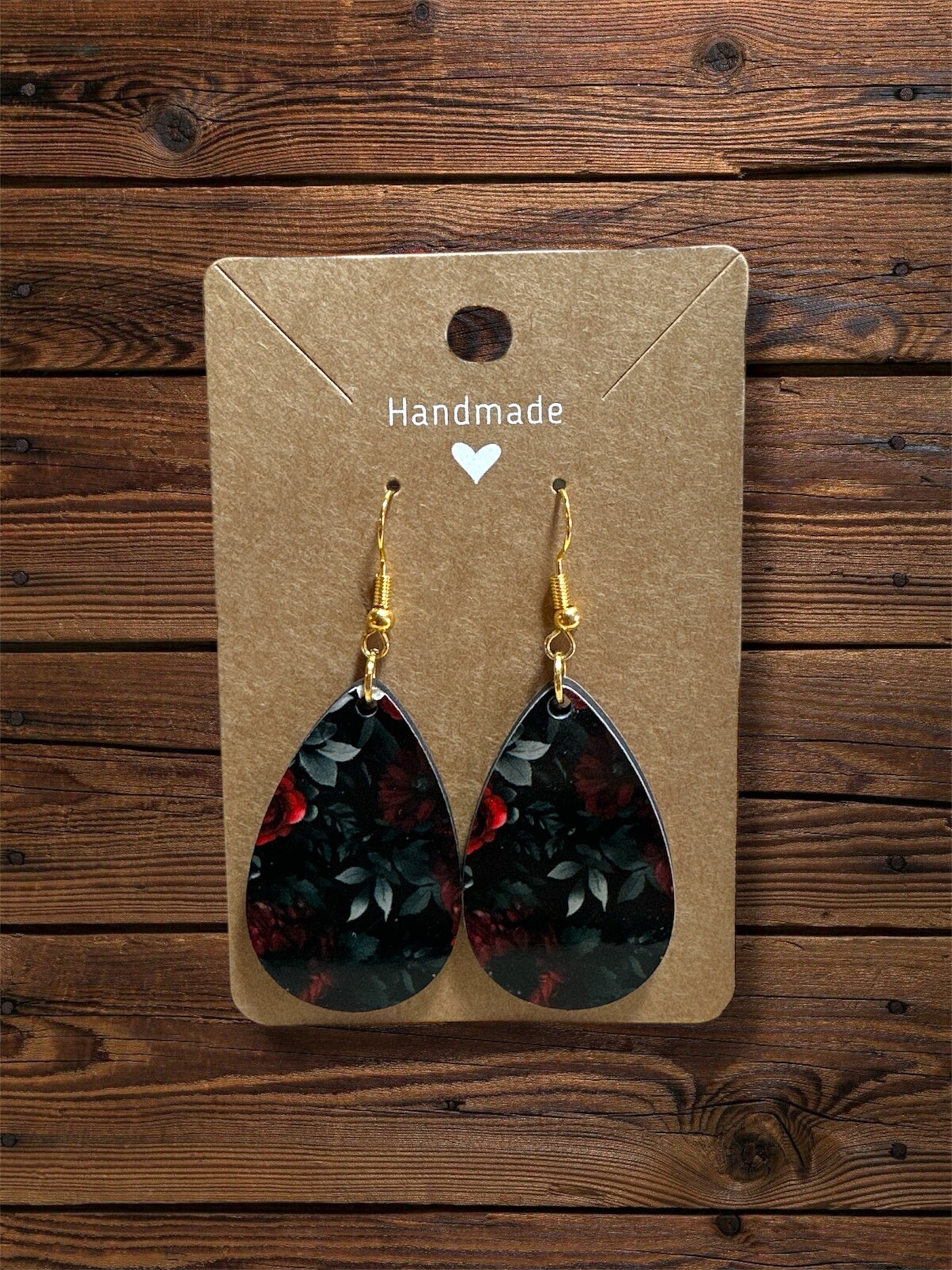 Handmade Sublimated MDF Teardrop Shaped Earrings –  Lightweight, Unique Jewelry