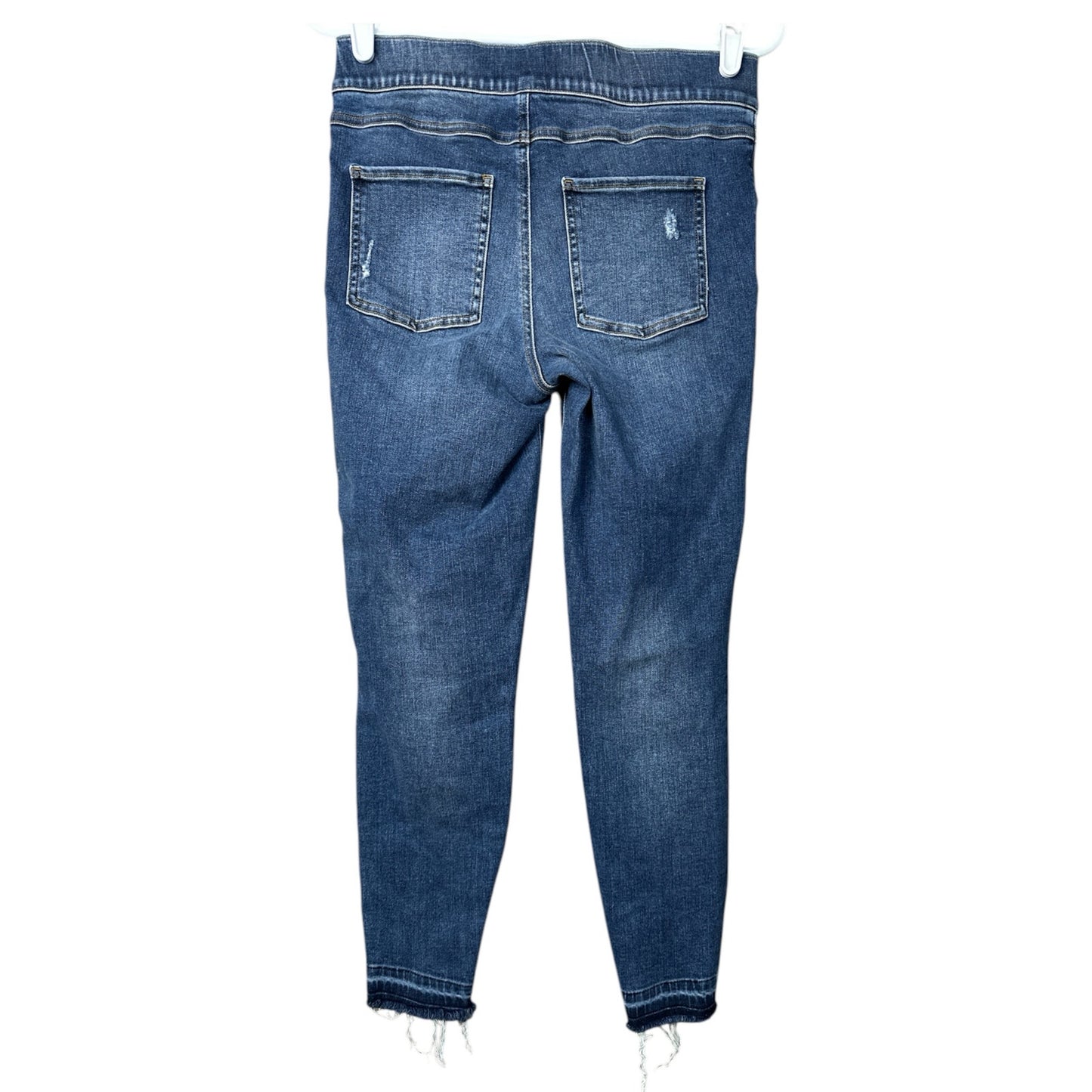 Spanx Blue Jean Denim Distressed Raw Hem Shaping Skinny Jeans Size Medium