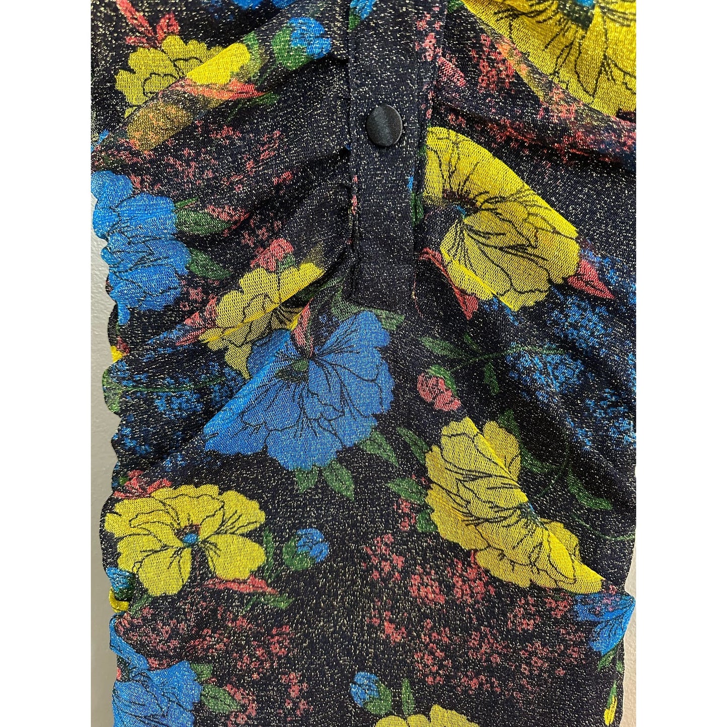Urban Outfitters Long Sleeve Floral Print Black Bodycon Scrunch Dress Size XS