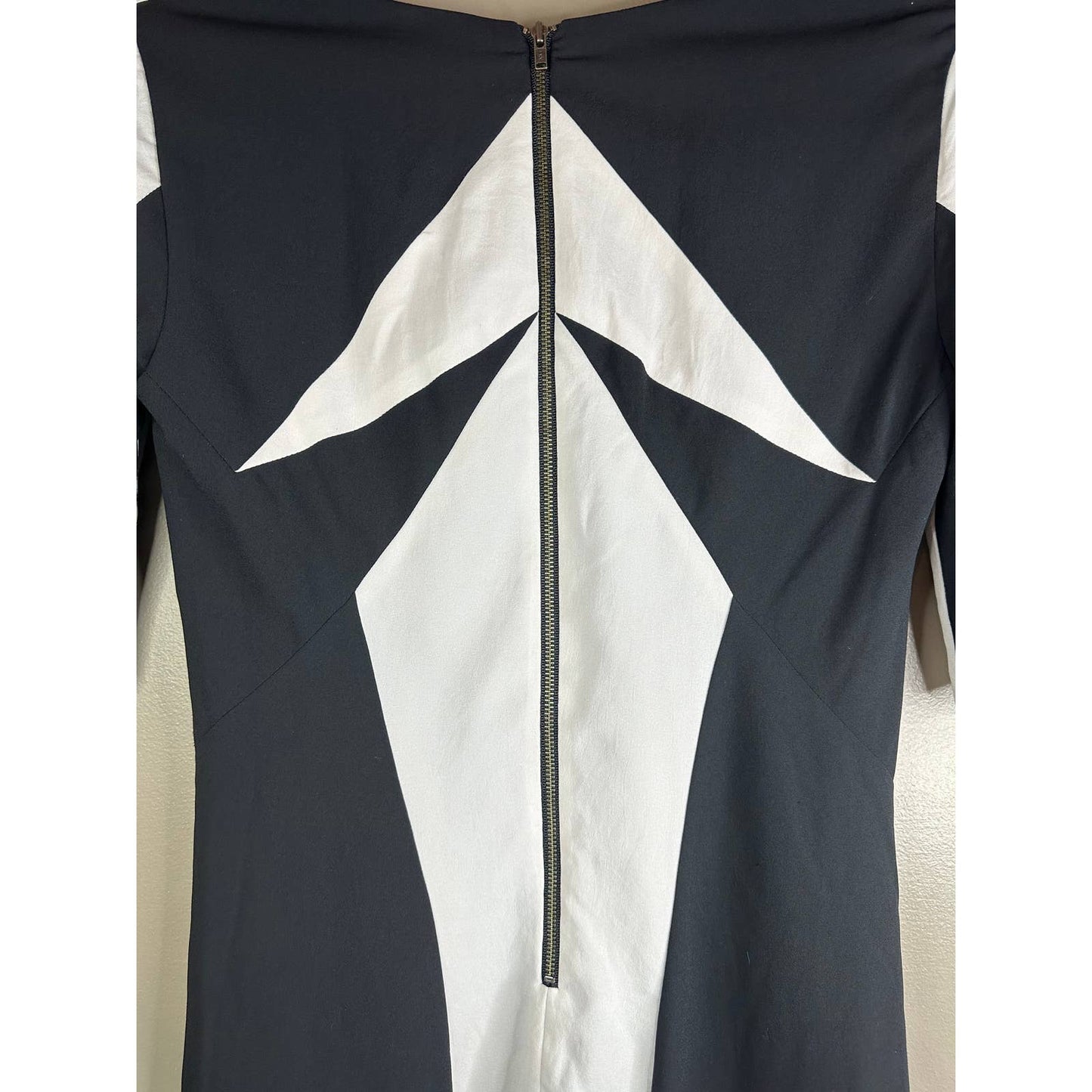 Helmut Lang Black Light Grey Half Sleeves Fitted Criss-Cross Dress Size 2