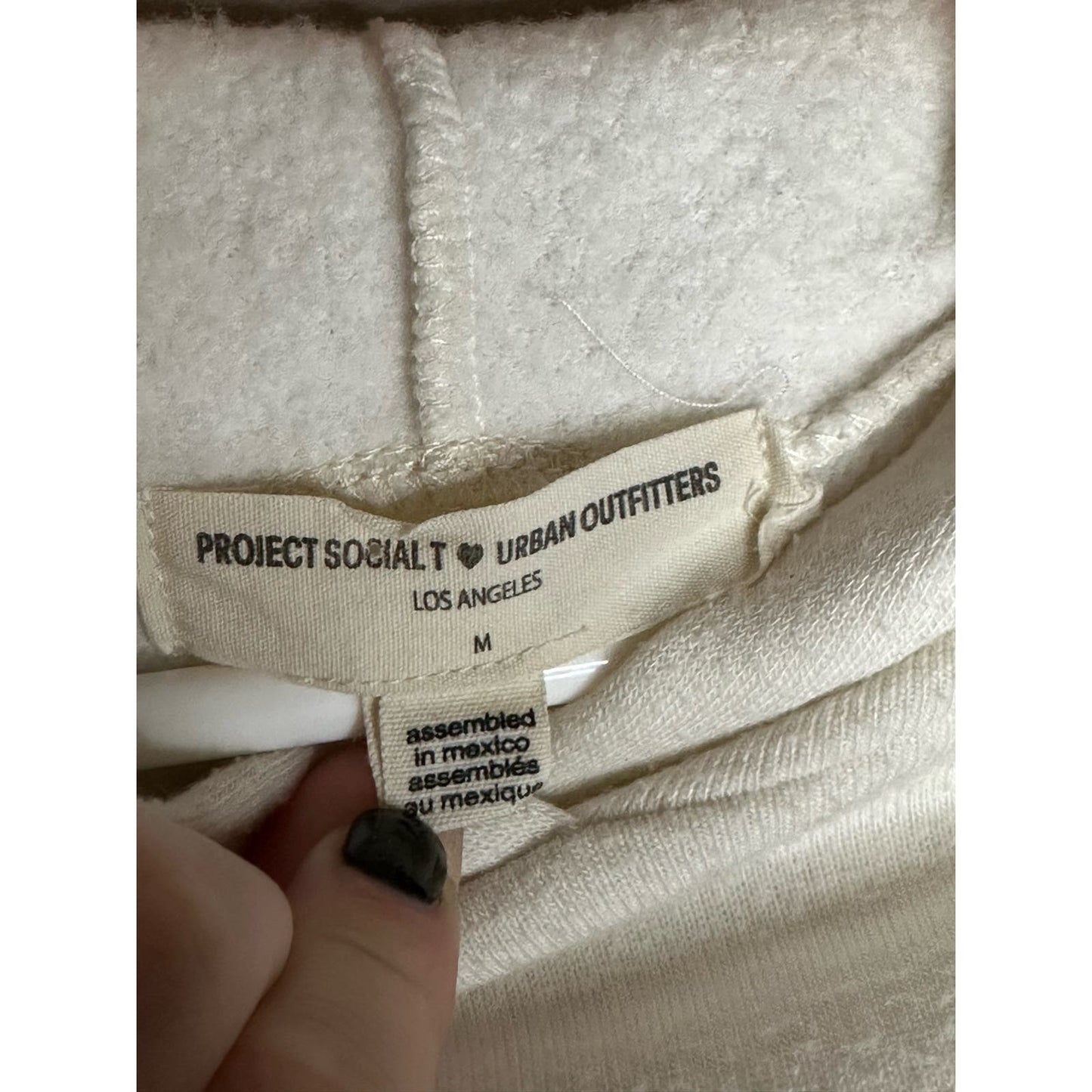 Urban Outfitters Project Social T White Long Sleeve Peplum Cropped Hoodie Size M