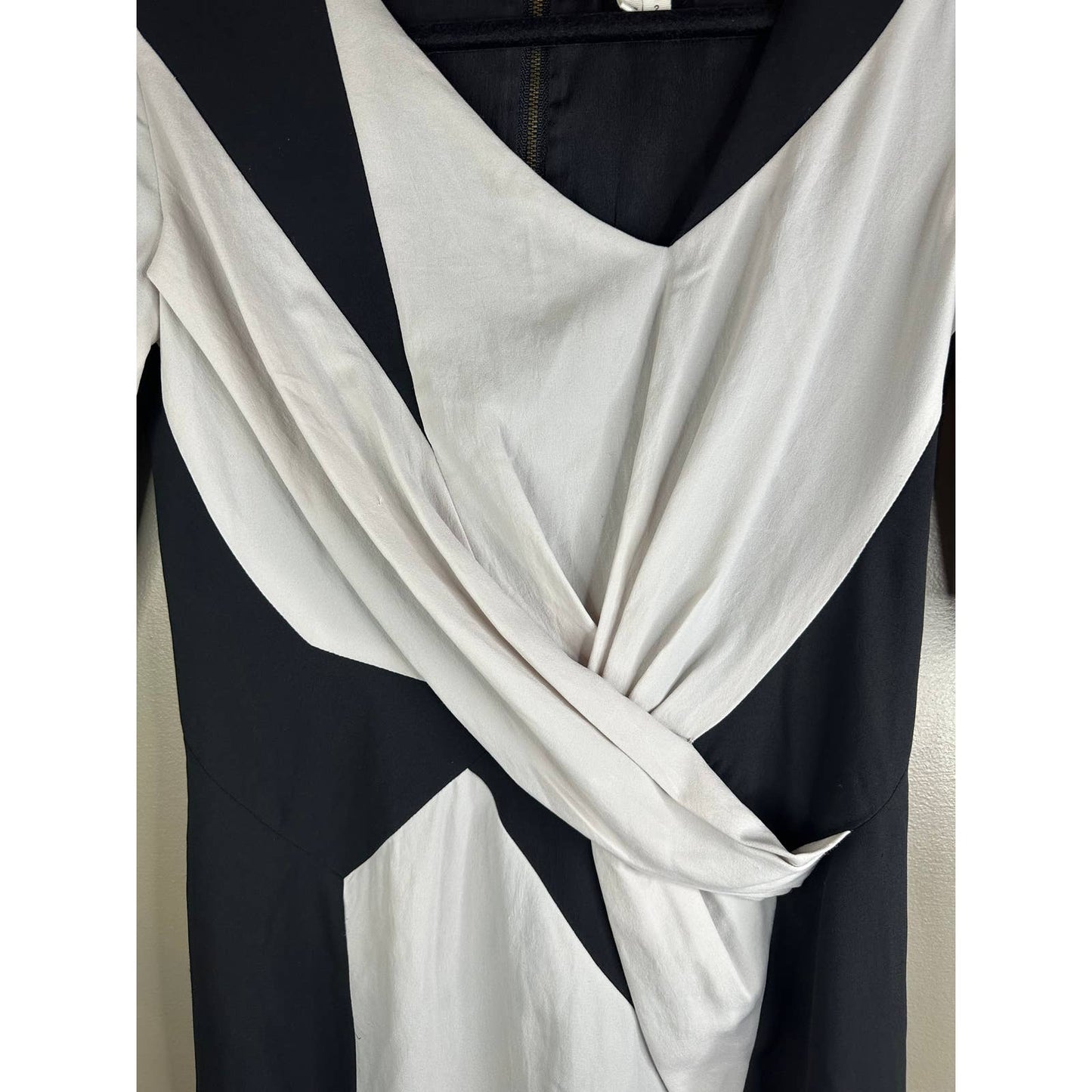 Helmut Lang Black Light Grey Half Sleeves Fitted Criss-Cross Dress Size 2