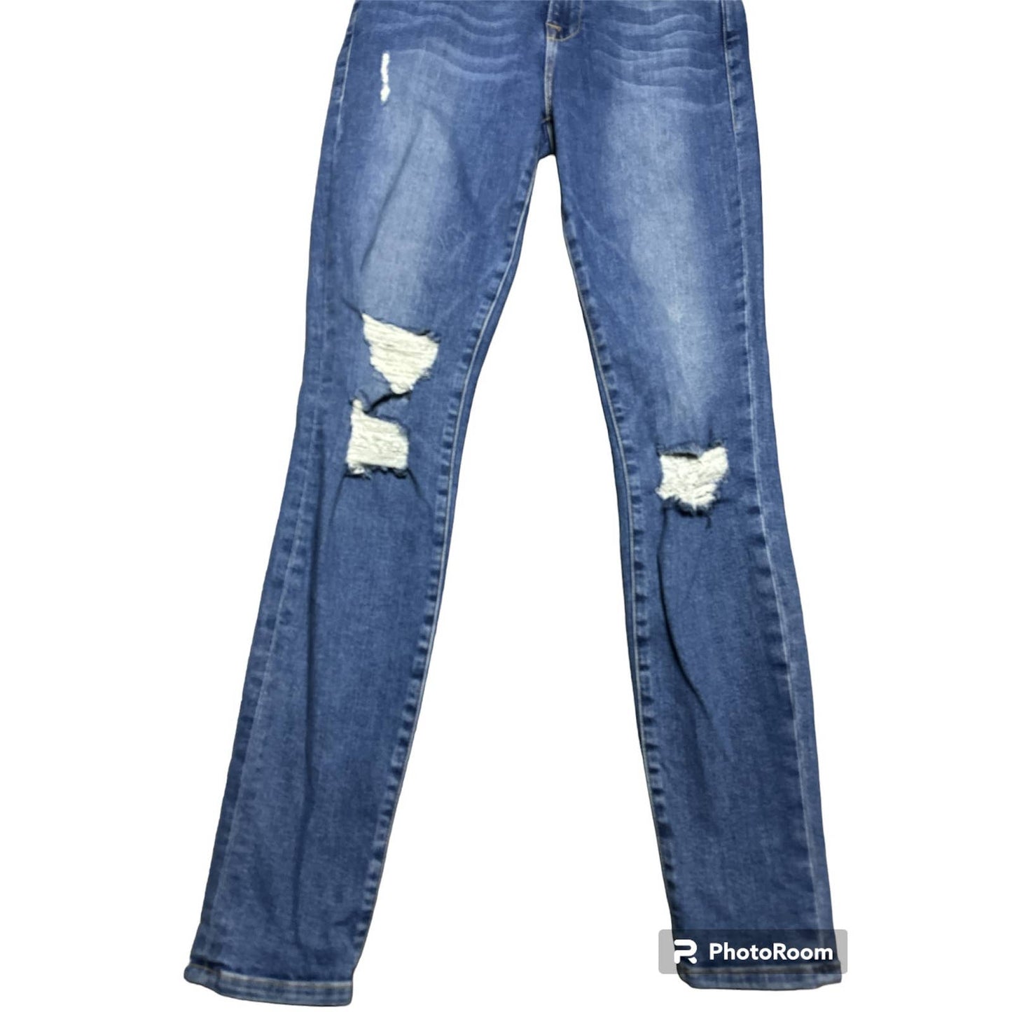 Frame Style 'Le High Skinny" Blue Jeans Denim Slight Distress Size 25