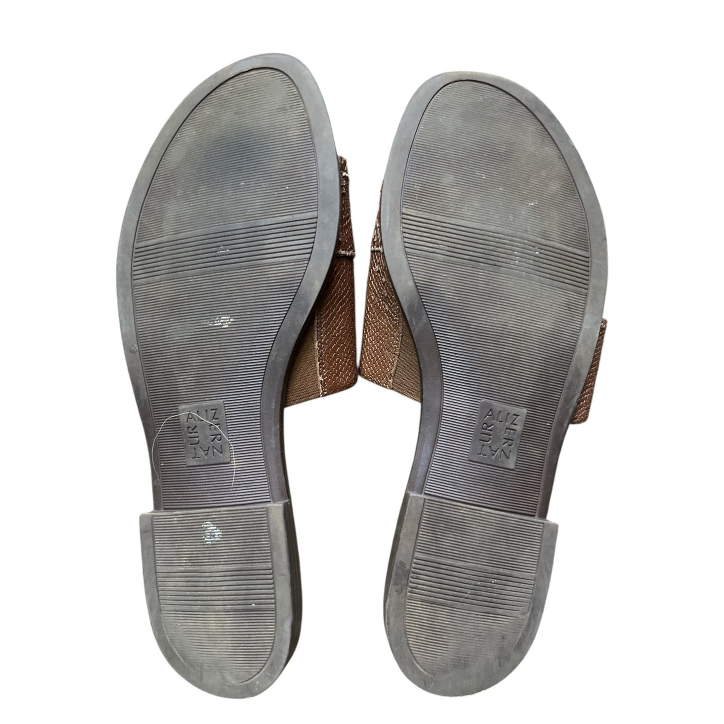 Naturalizer Faryn Brown Brazil Nut Leather Embossed Slip On Slide Sandal Size 10