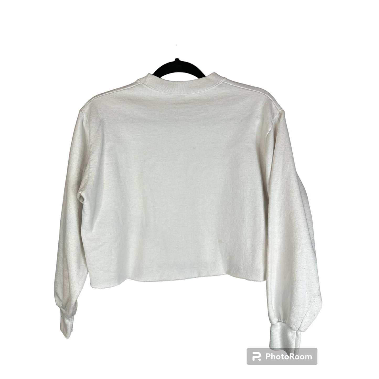 Vintage White Long Sleeve Cropped Sweatshirt Cherokee Mountains Size Small