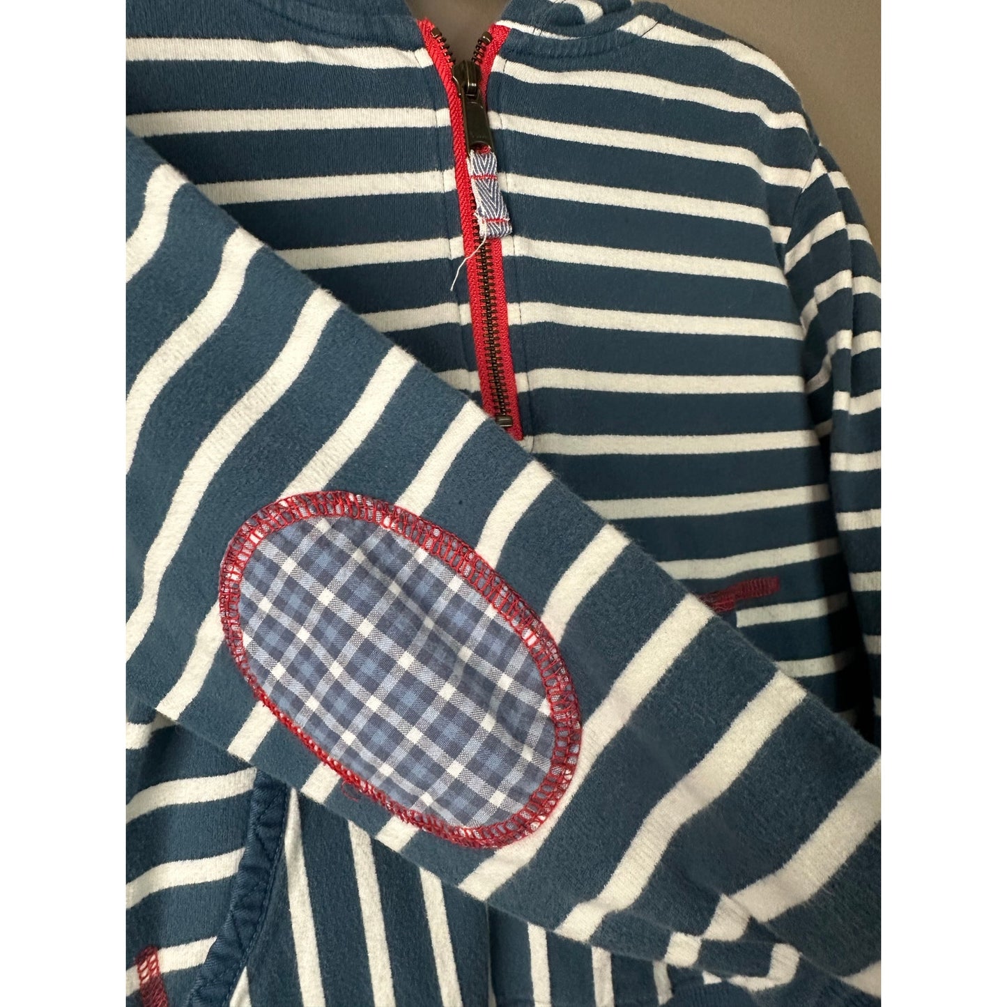 Matilda Jane X Joanna Gaines Unisex Blue White Stripe Quarter Zip Hoodie Size 4