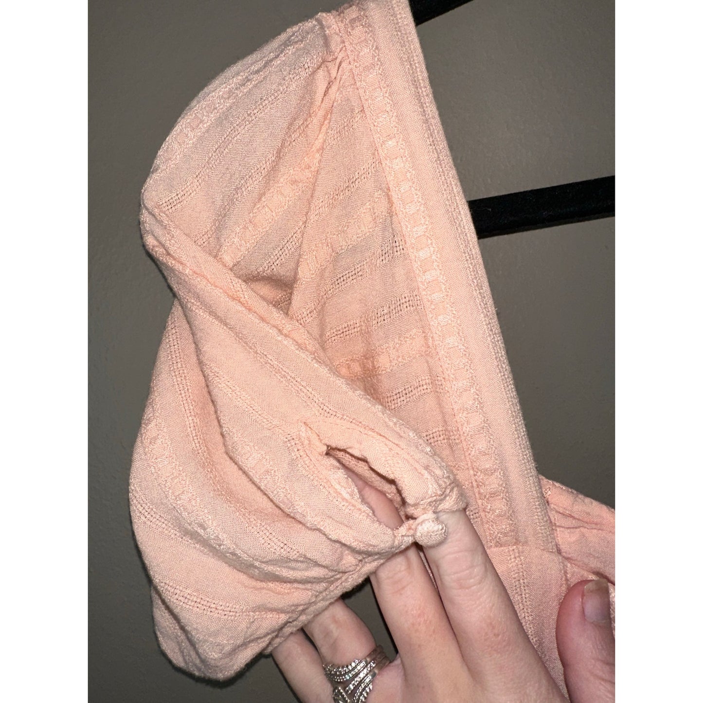 Lulu’s Pink/ Peach Tie Detail Short Sleeve Off Shoulder Mini Dress Size Small