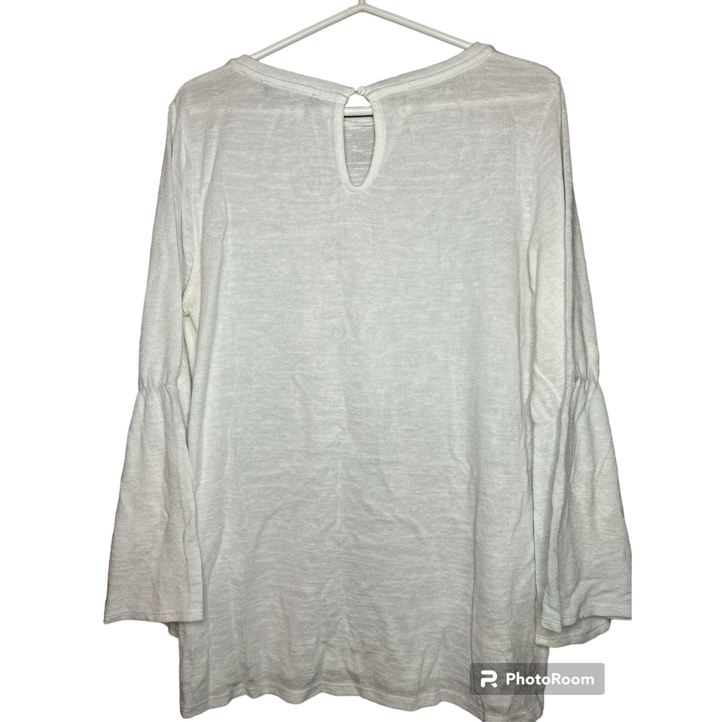 Sanctuary Bell Long Sleeves White Blouse Keyhole Size L