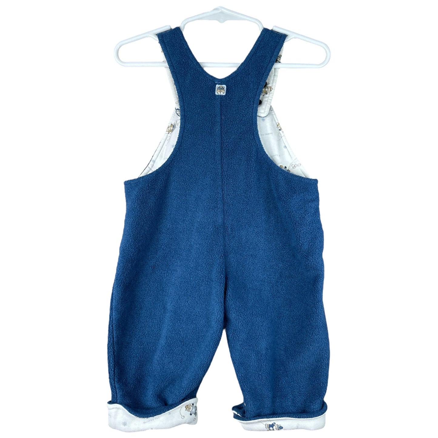 Boy’s Vintage Koala Kids Blue ‘Snowball Throwing’ Overall Bibs Size 6/9 Months