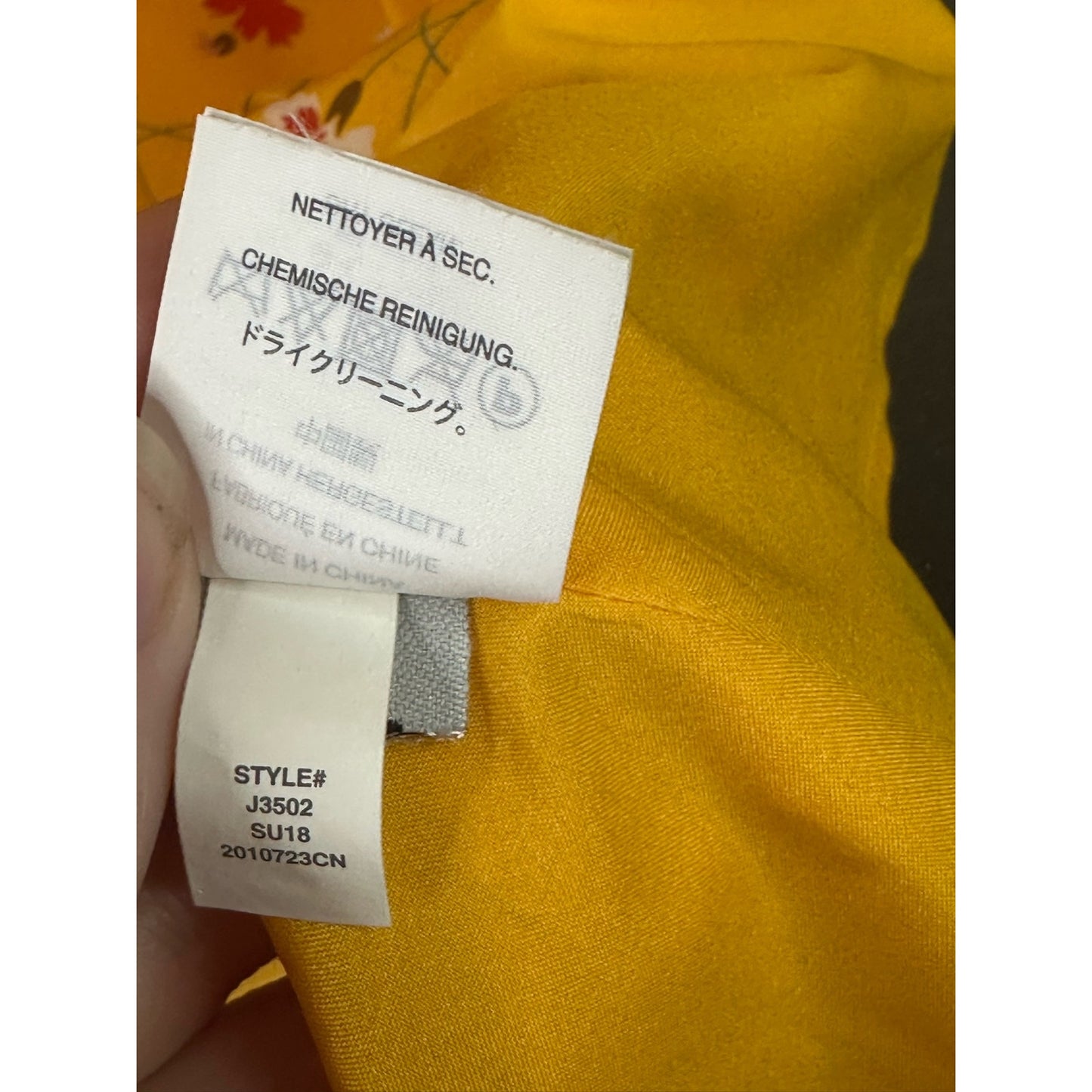 Madewell 'Beladonna' 100% Silk Yellow Floral Print Short Sleeve Dress Size 10