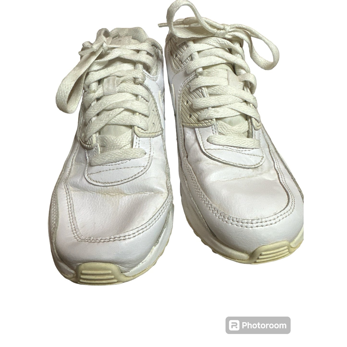 Nike White Classic Lace Up Air Maxes Trainers Unisex Size 7Y