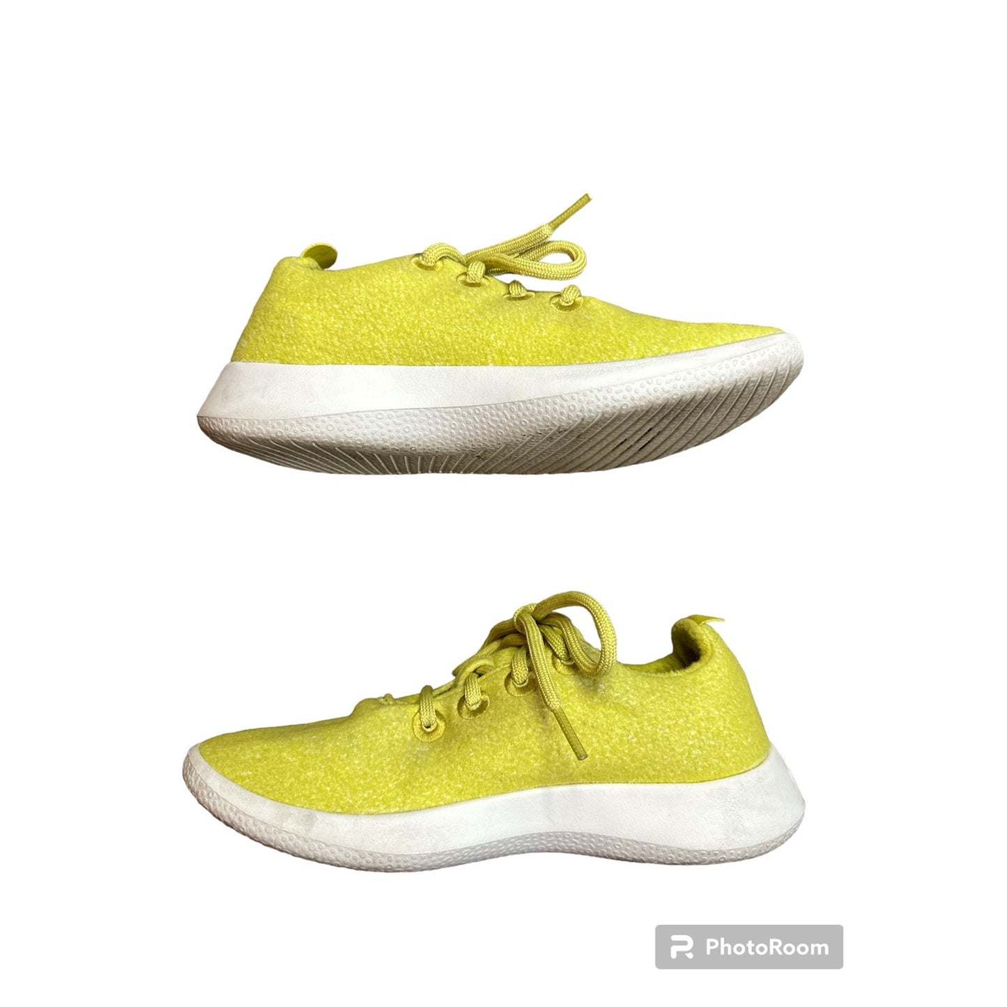 Women's Allbirds Neon Yellow Lace Up Wool Athletic Runners Sneakers Shoes Size 5