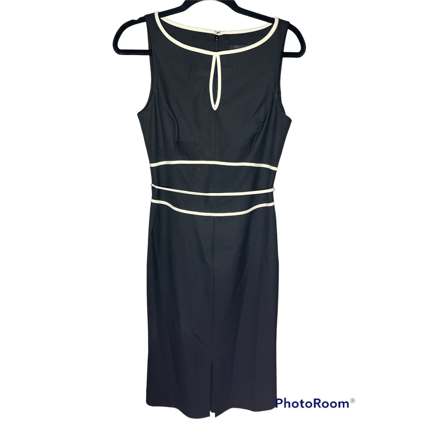 The Limited Black White Sleeveless Keyhole Sheath Office Dress Size 6