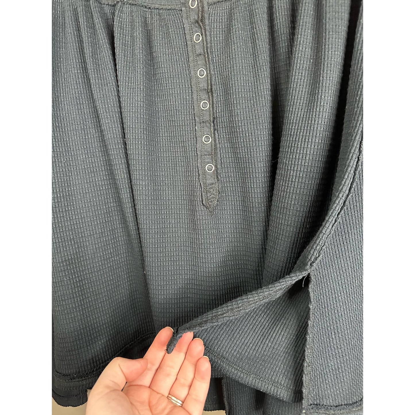 We The Free Black Button Down Scoop Neck Kai Henley Long Sleeve Tunic Size XS
