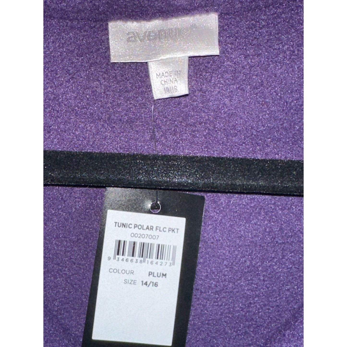 NWT Avenue Purple Collared Quarter Zip Pullover Pockets Fleece Size 14/16