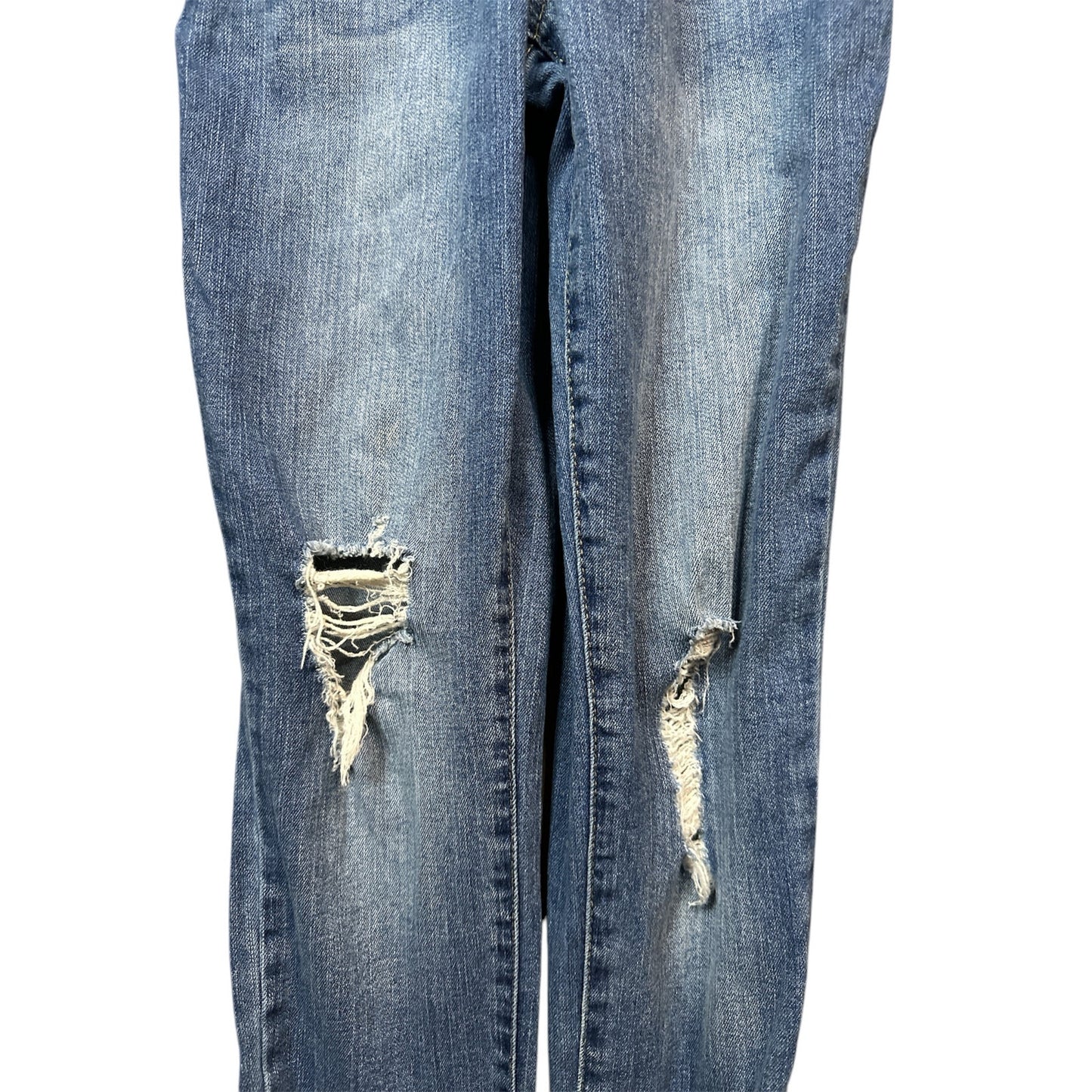 True Craft Blue Jean Denim Distressed Long Pants Adjustable Overall Bibs Size 3