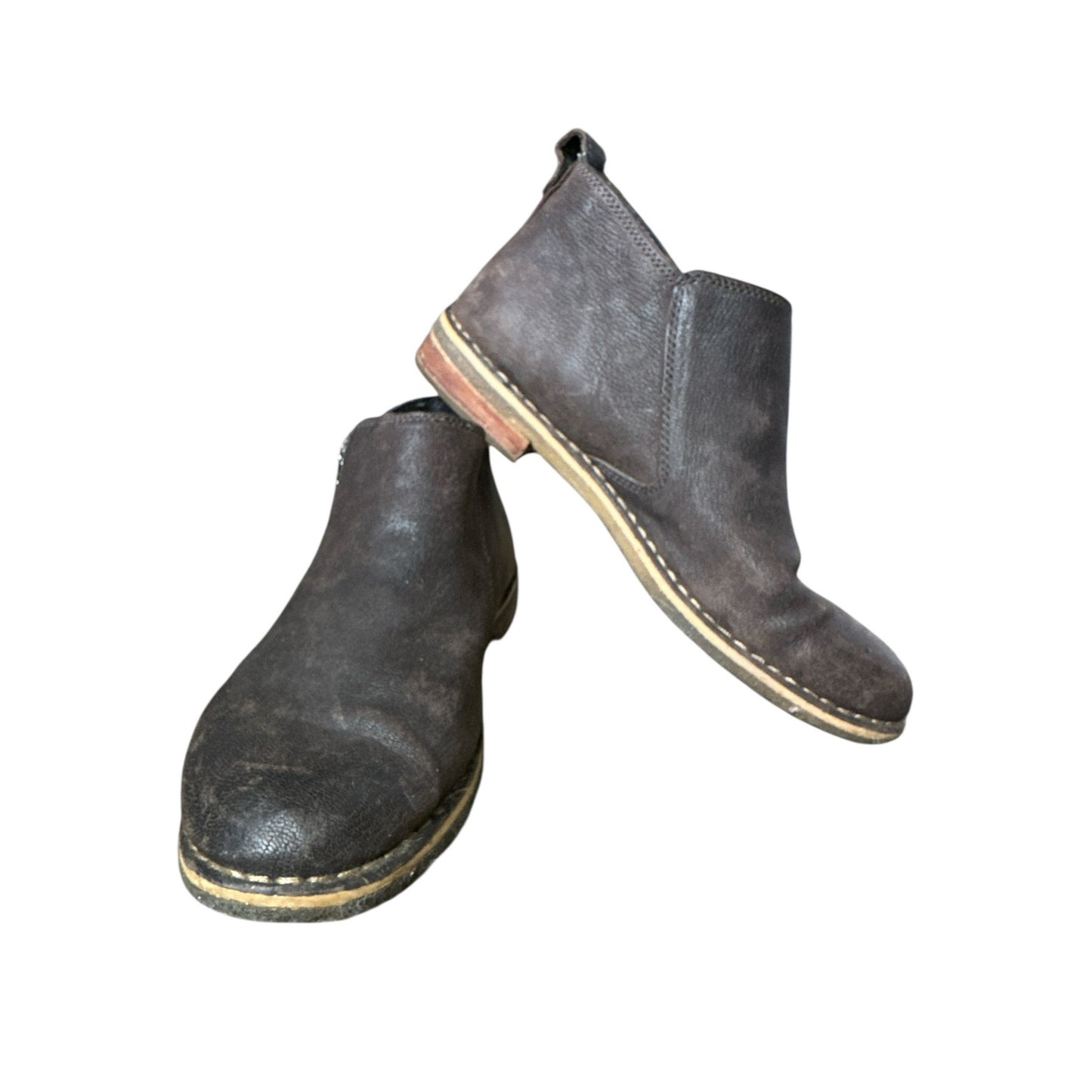 Women's Ugg Clementine Brown/ Black Suede Leather Ankle Chelsea Booties Size 10