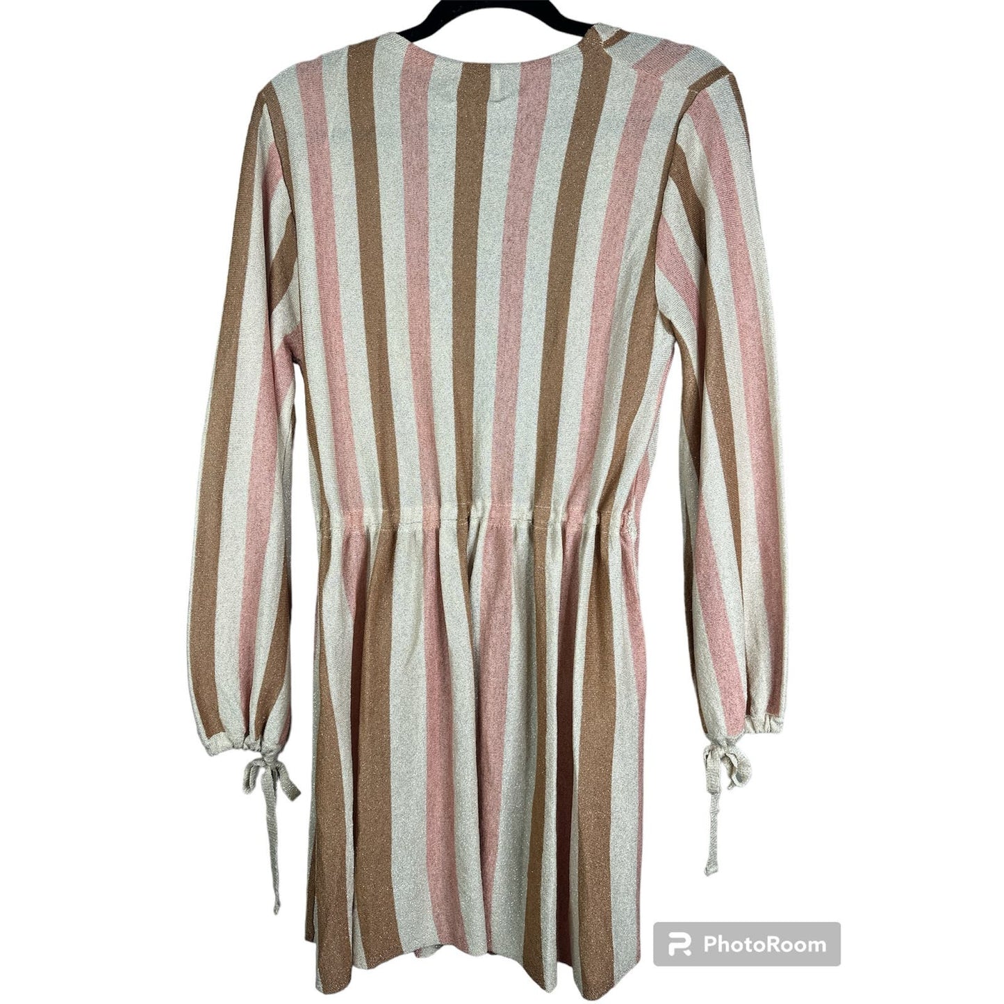 Princess Polly Long Sleeve Wrap Pink Brown Sparkly Dress Size XS/S