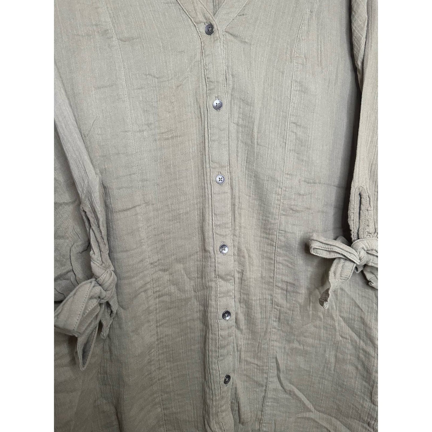 Splendid Green Half sleeve Button Down V Neck Dress Size Medium