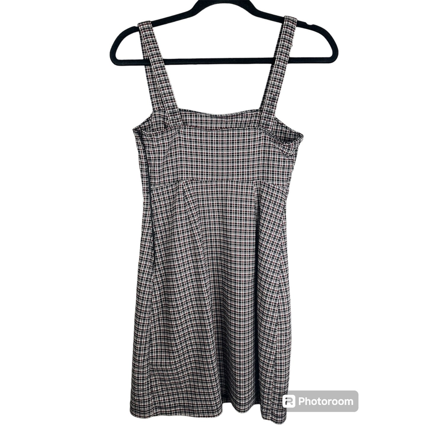 Hollister Sleeveless Plaid Red Black Adjustable Straps Sheath Dress Size XS