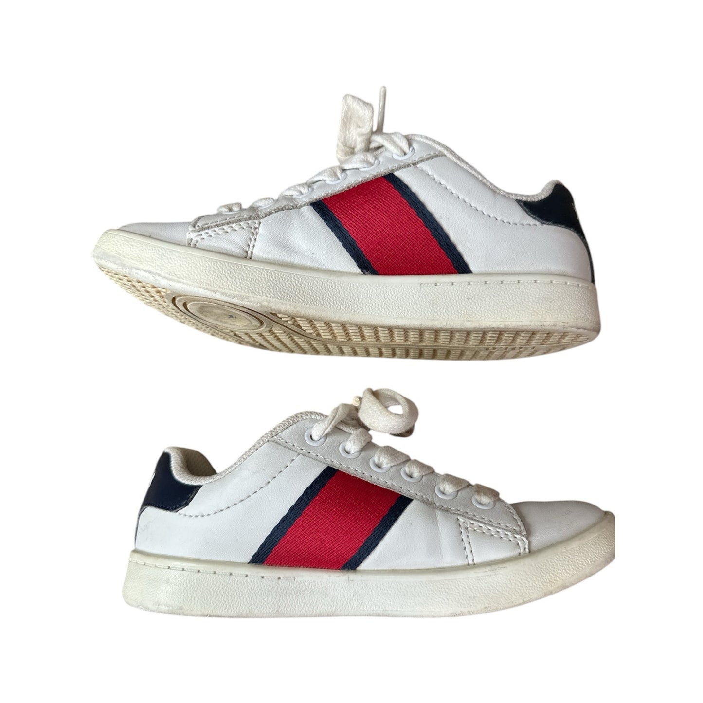 Boy’s Polo Quilton Bear White Red Blue Leather Lace Up Trainers Sneakers Size 13