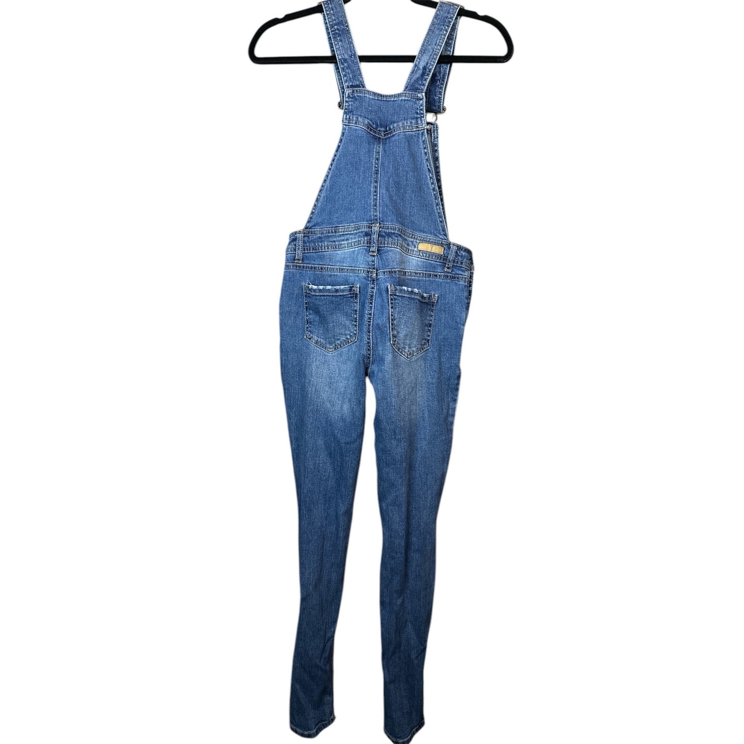 True Craft Blue Jean Denim Distressed Long Pants Adjustable Overall Bibs Size 3