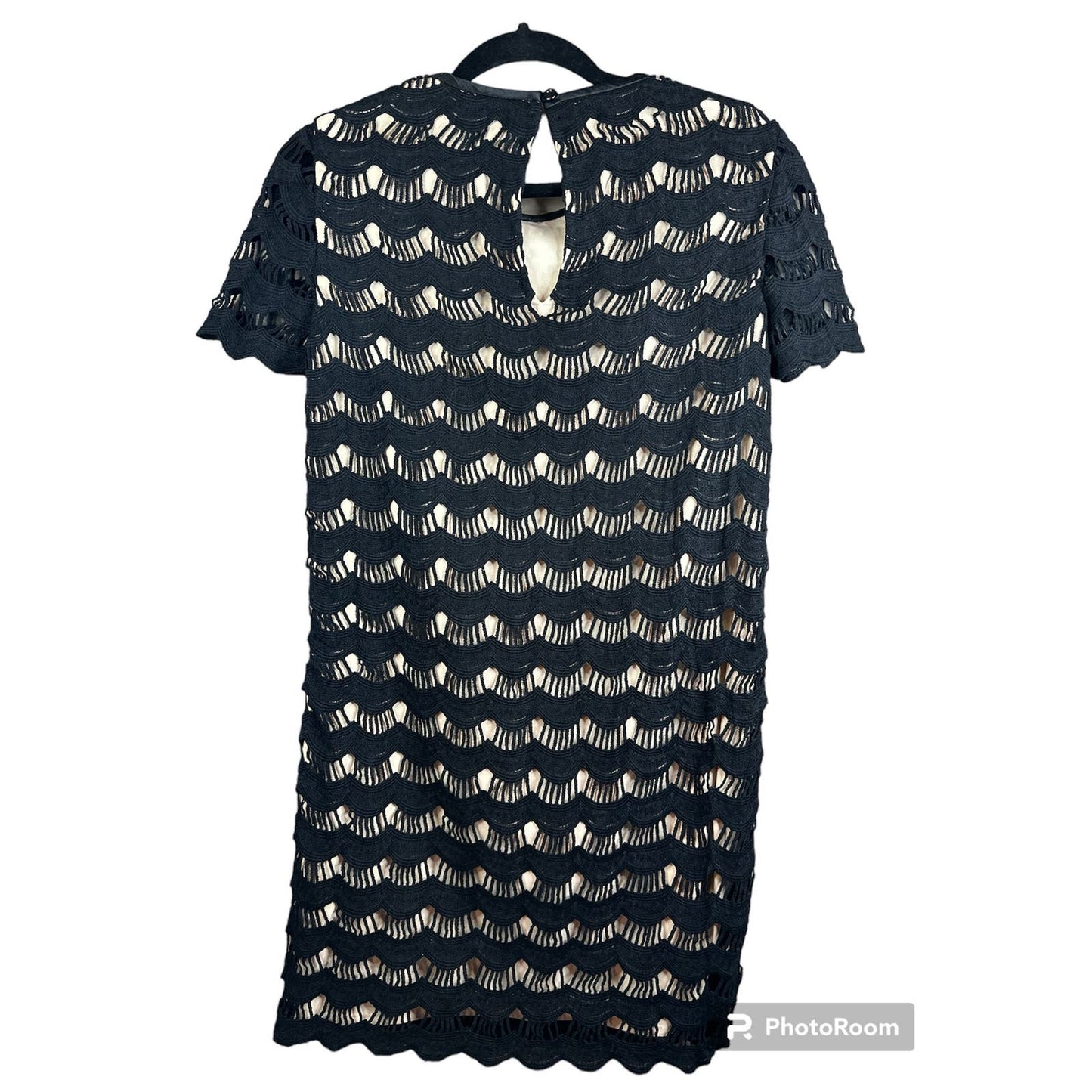 Kate Spade New York Black Beige Short Sleeve Keyhole Detail Dress Size 2