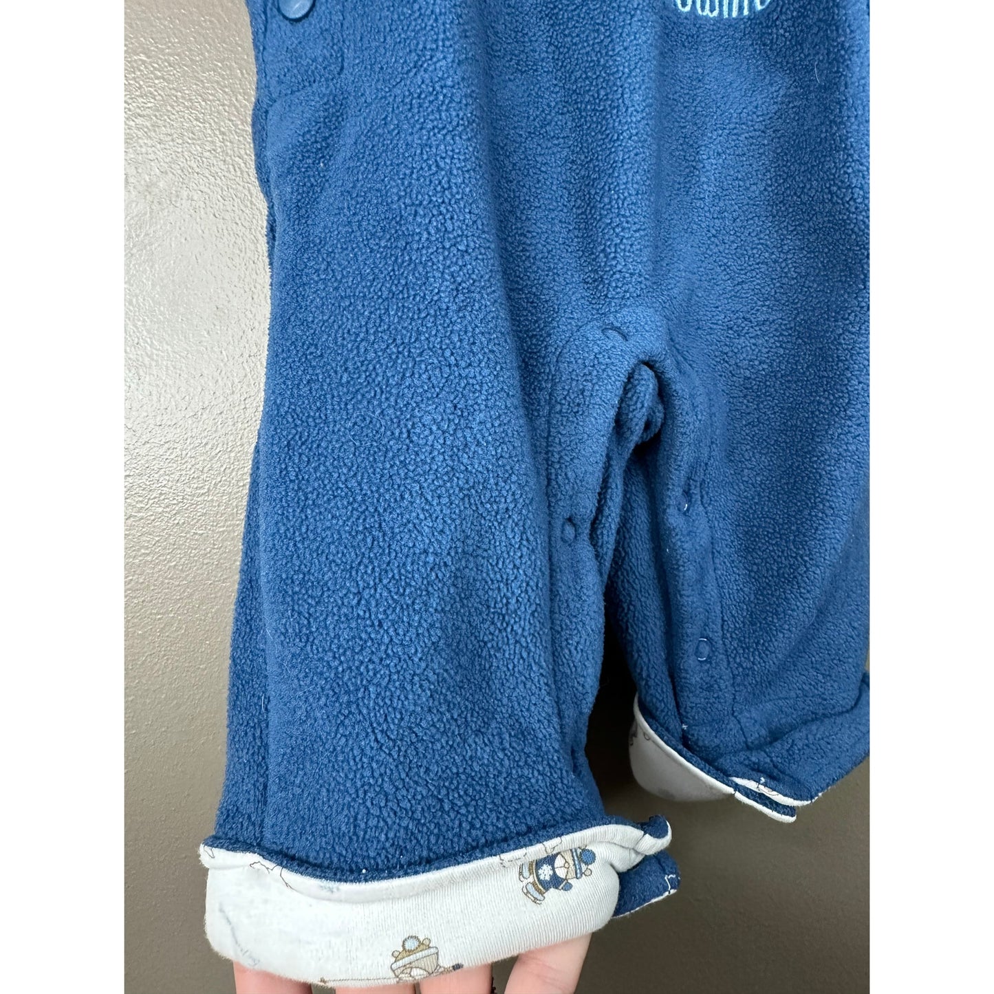 Boy’s Vintage Koala Kids Blue ‘Snowball Throwing’ Overall Bibs Size 6/9 Months