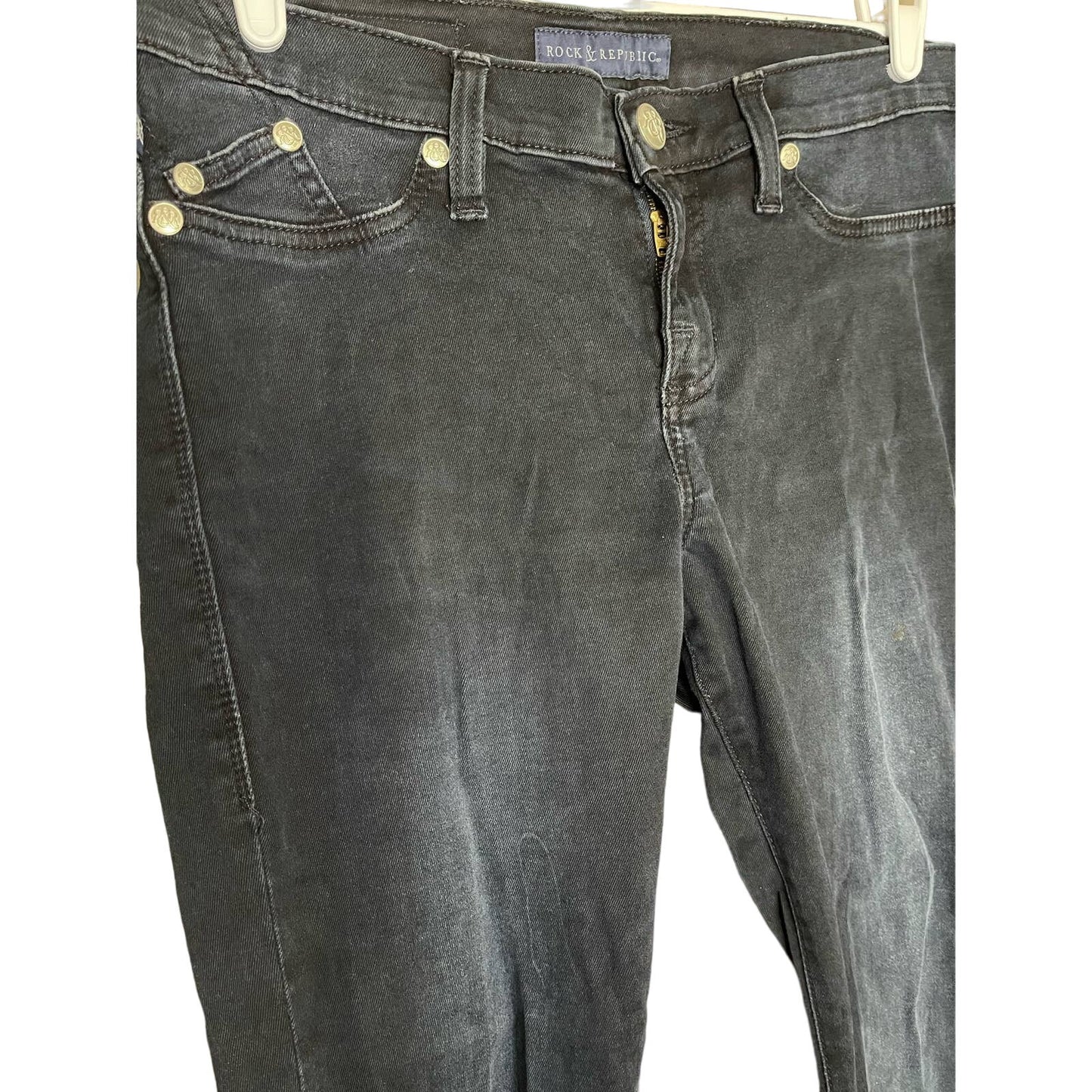 Rock & Republic Black Dark Wash 'Kashmere' High Waisted Skinny Jeans Size 12