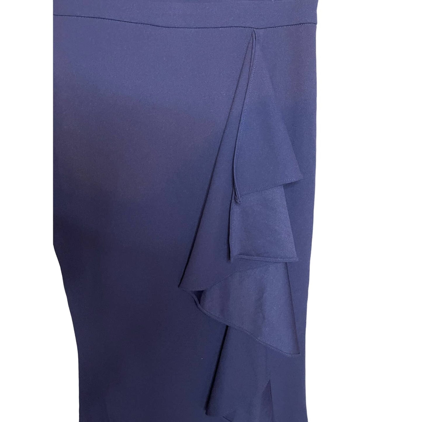 Lulu's Mila Navy Blue Ruffled Off Shoulder Maxi Formal Dress Size M