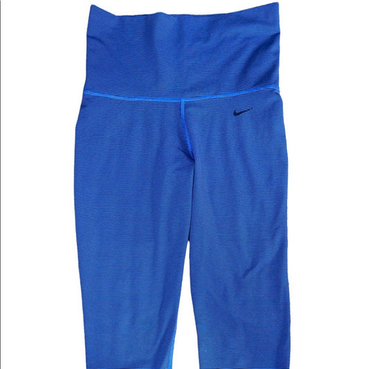 Nike Fold Over/ High Waisted Capri Blue Black Leggings Size Small