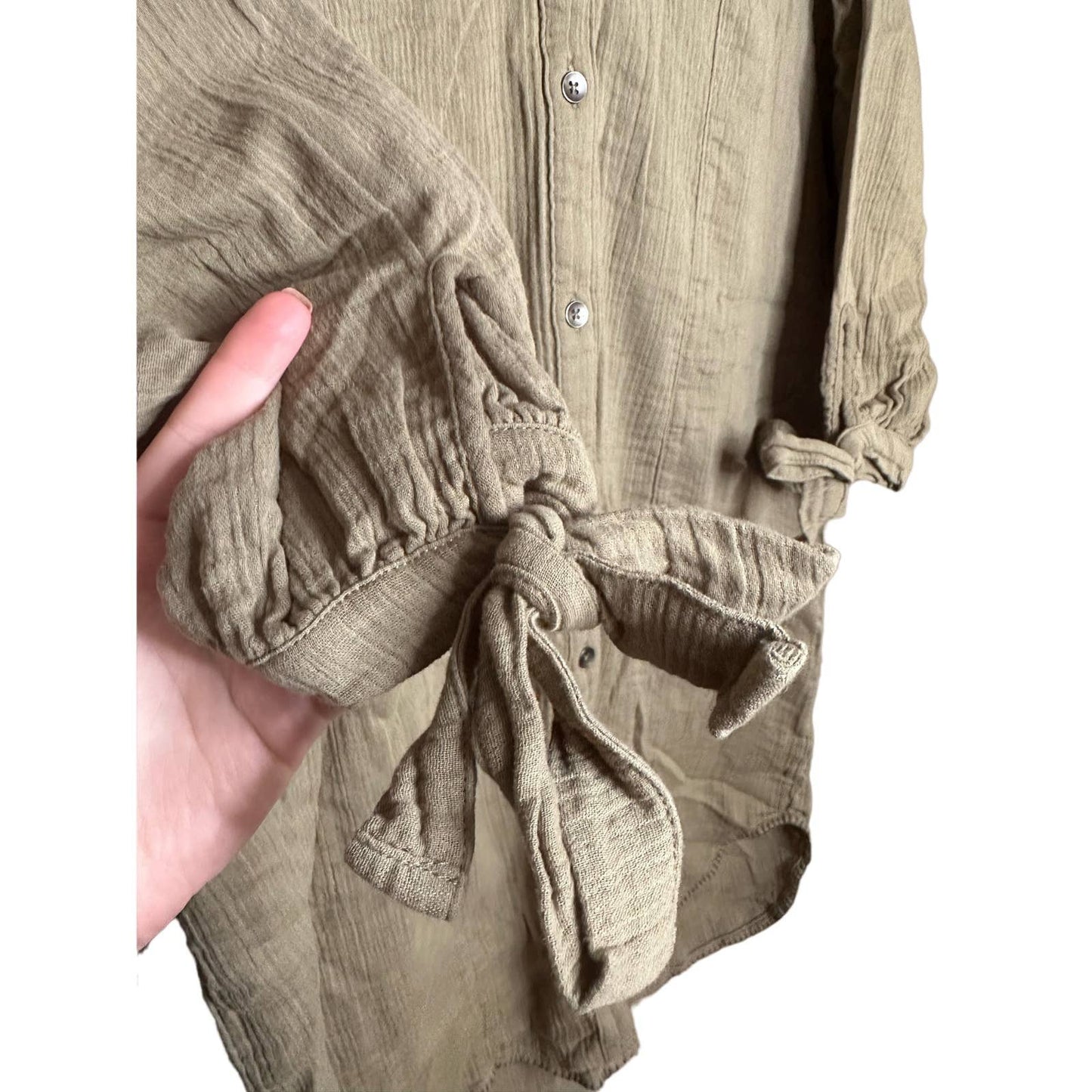 Splendid Green Half sleeve Button Down V Neck Dress Size Medium