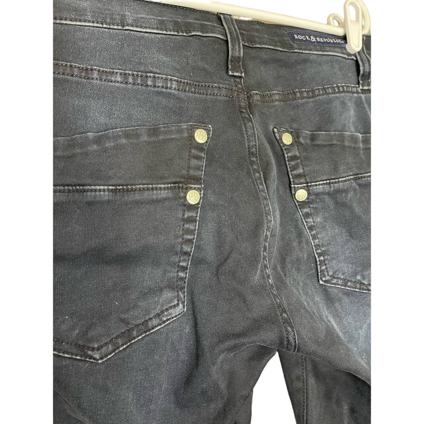 Rock & Republic Black Dark Wash 'Kashmere' High Waisted Skinny Jeans Size 12